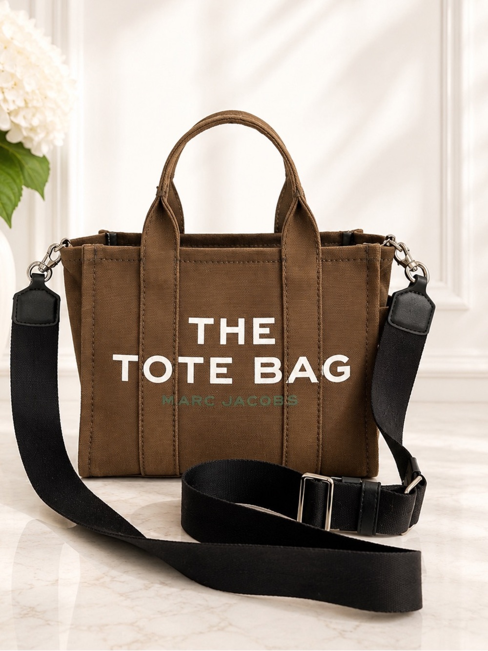Marc Jacobs The Tote Bag Brown Canvas Small Crossbody Satchel